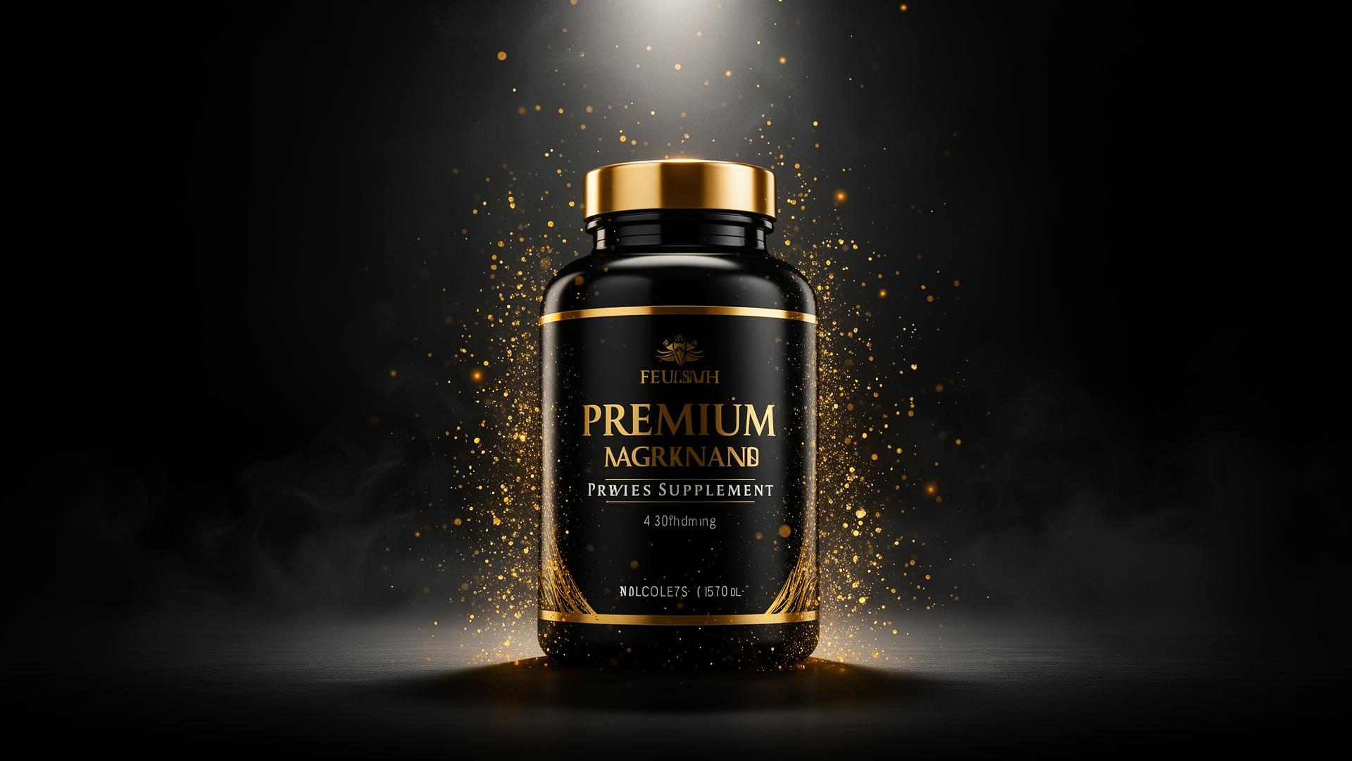 APEX premium supplement bottle with golden particles